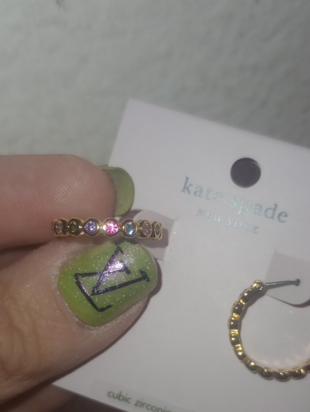 kate spade gold Tone Multi Color Gemstone hoop earrings - Picture 2 of 2